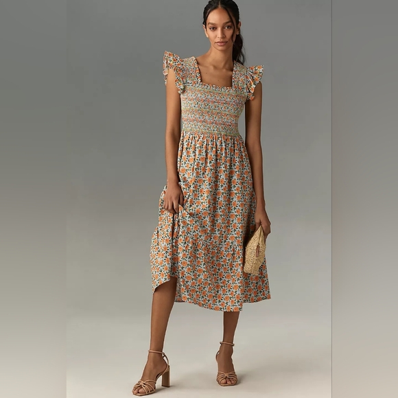 Anthropologie English Factory Sleeveless Square-Neck Embroidered Midi Dress L - Picture 4 of 11